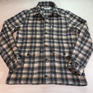 Men's Wellen Blanket Chore Coat Charcoal Plaid Size M Wool Blend